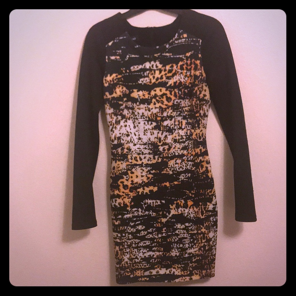 Bebe black long sleeve bodycon dress sz xs